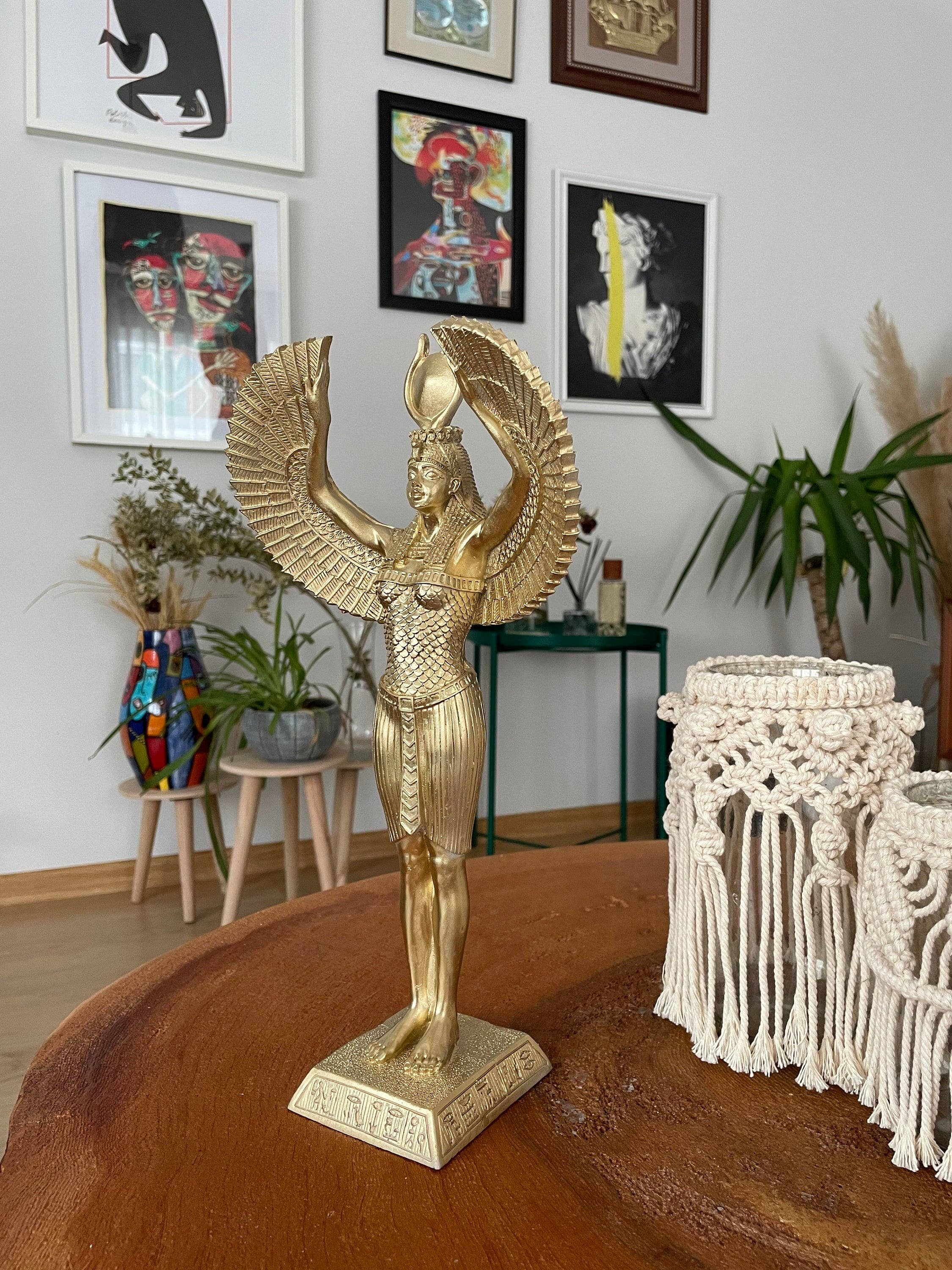 RomaArtSculptures - Wholesale Sculpture -  Isis Open Wings Statue - Gold4