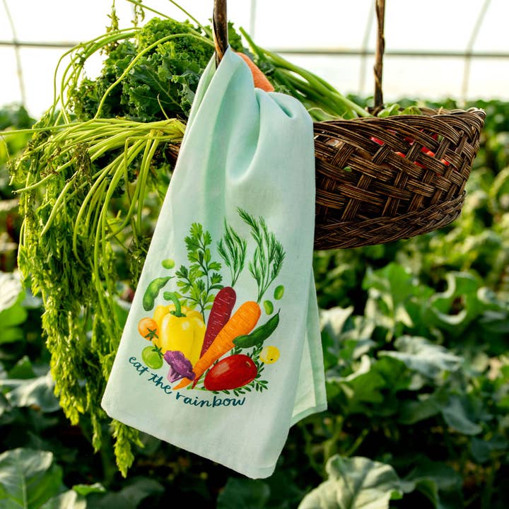 Eat The Rainbow Kitchen Towel for wholesale by 1canoe2 | One Canoe Two Paper Co.