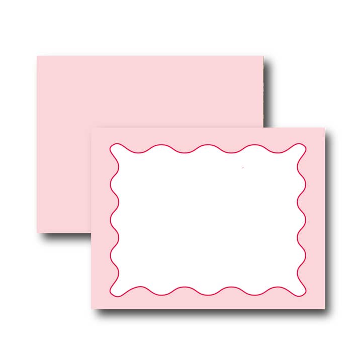 Pink & Red Wavy Boxed Stationery Set for wholesale by Peyton's Post