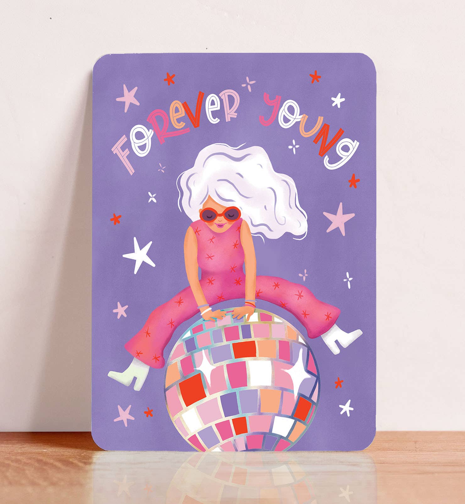 Aniet Illustration - Wholesale Birthday Card - Birthday card congratulations woman disco purple postcard2