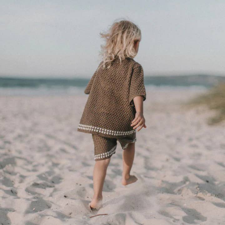 MyKids-USA® - Wholesale Top & Short Set - Baby - Summer Baby Kids Casual Simple Hollow Out Short Sleeves Top with Shorts Knitted Clothing Set