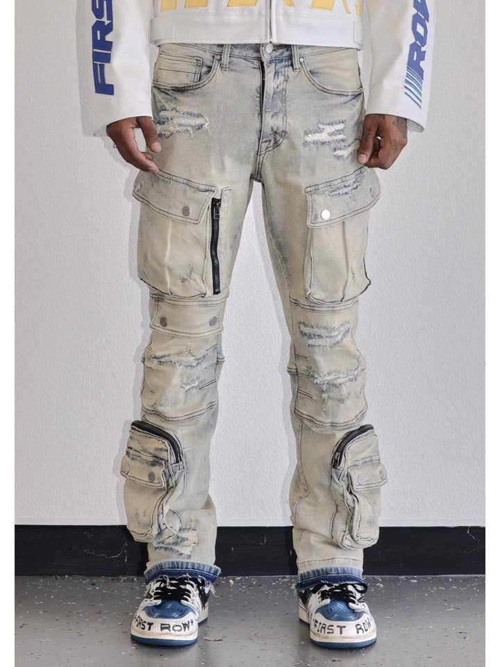 First Row - Wholesale Jeans – Men’s - UTILITY CARGO SHARP DENIM PANTS8