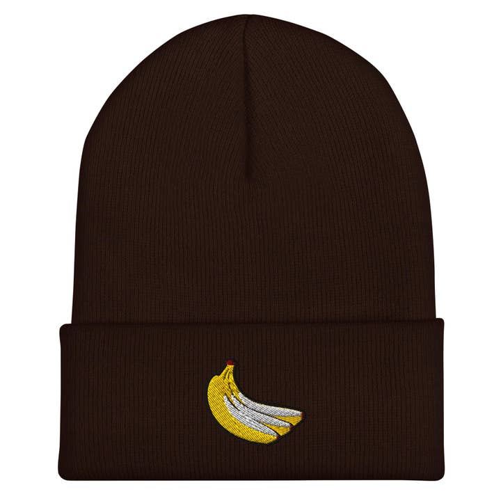 Banana Bunch Embroidered Beanie for wholesale by Dumpy Sue