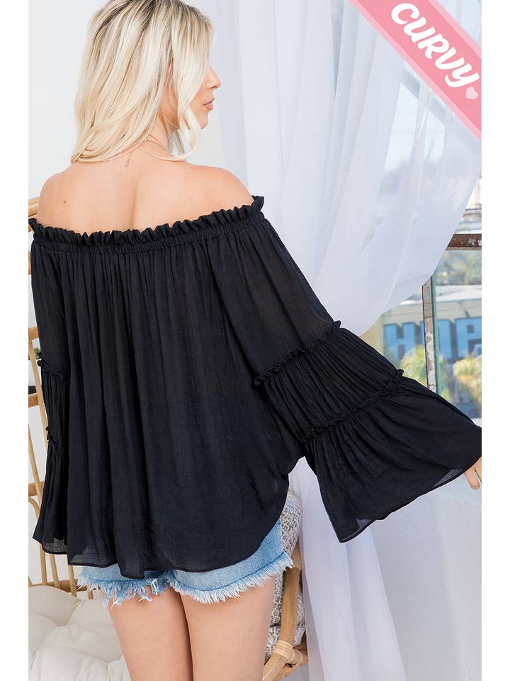 Sweet Lovely by Jen - Wholesale Blouse - Women's - PLUS SIZE OFF SHOULDER TIERED SLEEVE TOP14