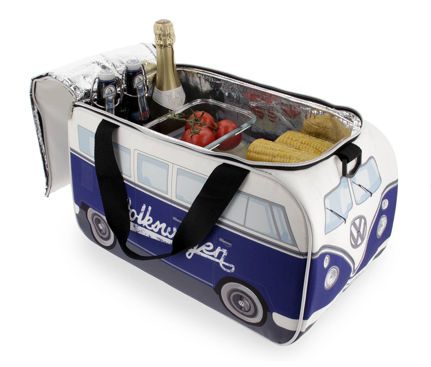 VW Collection by BRISA - Vente Glacière/sac isotherme - Sac isotherme de voyage léger VW T1 Bus (25 l) – bleu/blanc3