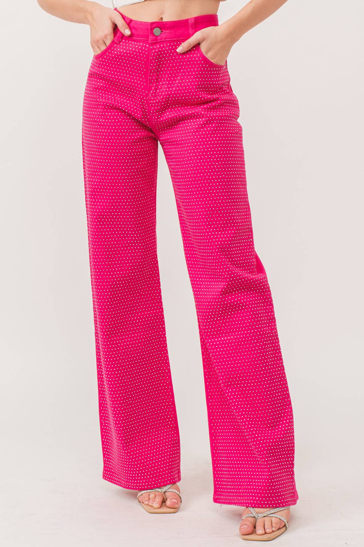 KIWI - Wholesale Jeans - Dames - IP2847 - Stretch spijkerbroek met hotfix strass-steentjes0