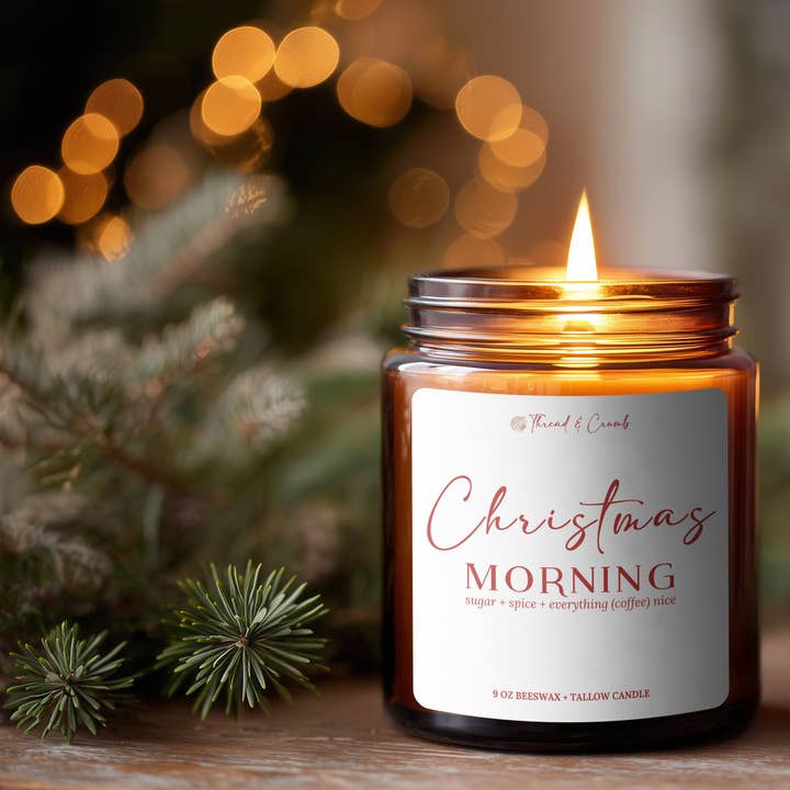 Thread & Crumb - Wholesale Jar/Filled Candle - "Christmas Morning" Beeswax + Tallow Candle | Holiday Candle1