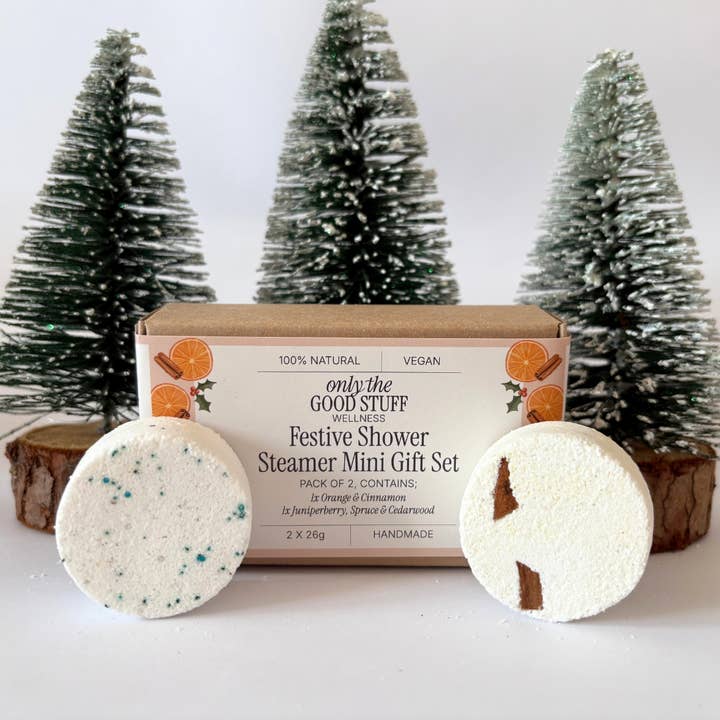 Two Piece Mini Shower Steamer Gift Set- Festive for wholesale by Only The Good Stuff UK