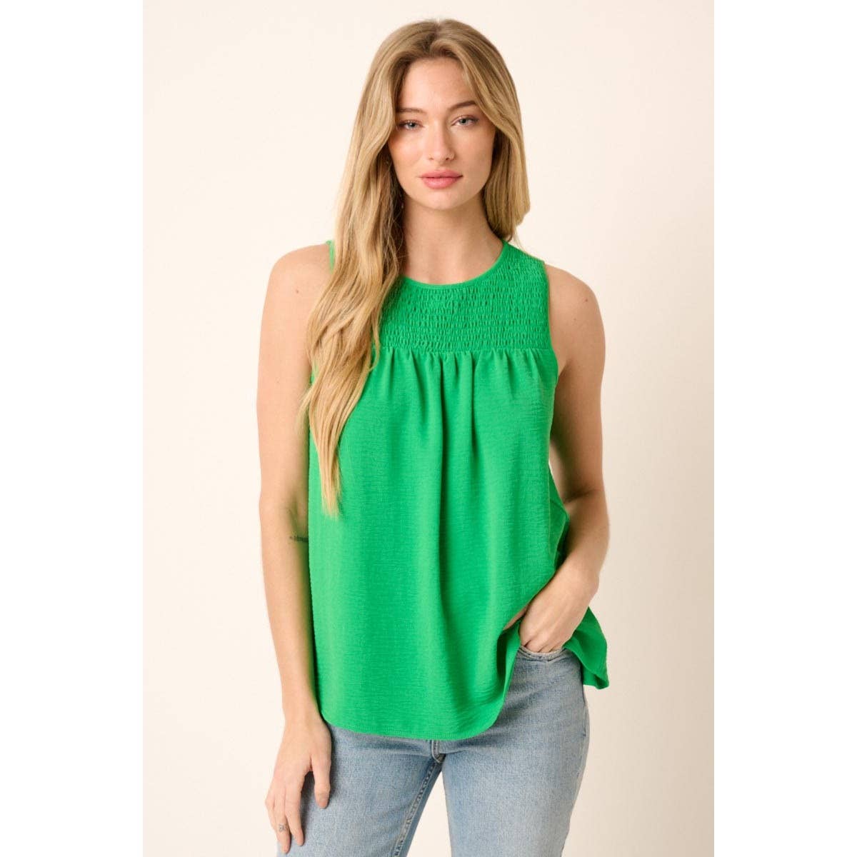 mittoshop – wholesale Blouse – Women’s – AIRFLOW SMOCKED YOKE SLEEVELESS BLOUSE4