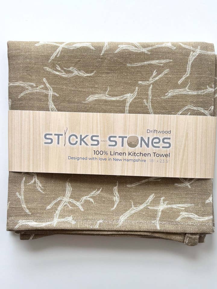 Driftwood 100% linen tea towel in subtle nature colors for today's home decor. for wholesale by Eva-Lea Design Studio