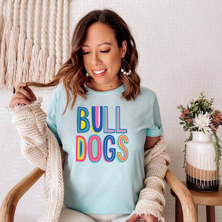 Colorful Bulldogs Light Blue Tee for wholesale by Simply Tees