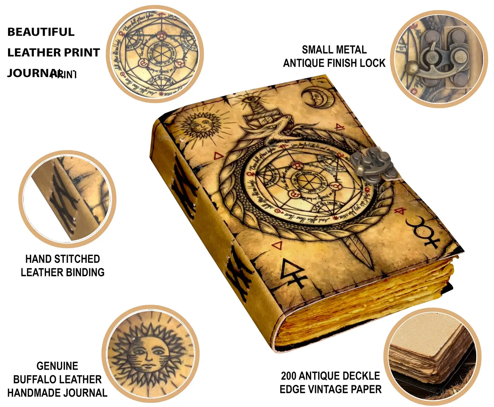 R K Handicrafts and Exporters - Wholesale Journal/Diary - Vintage Leather Journal Notebook Diary with Compass Print 6