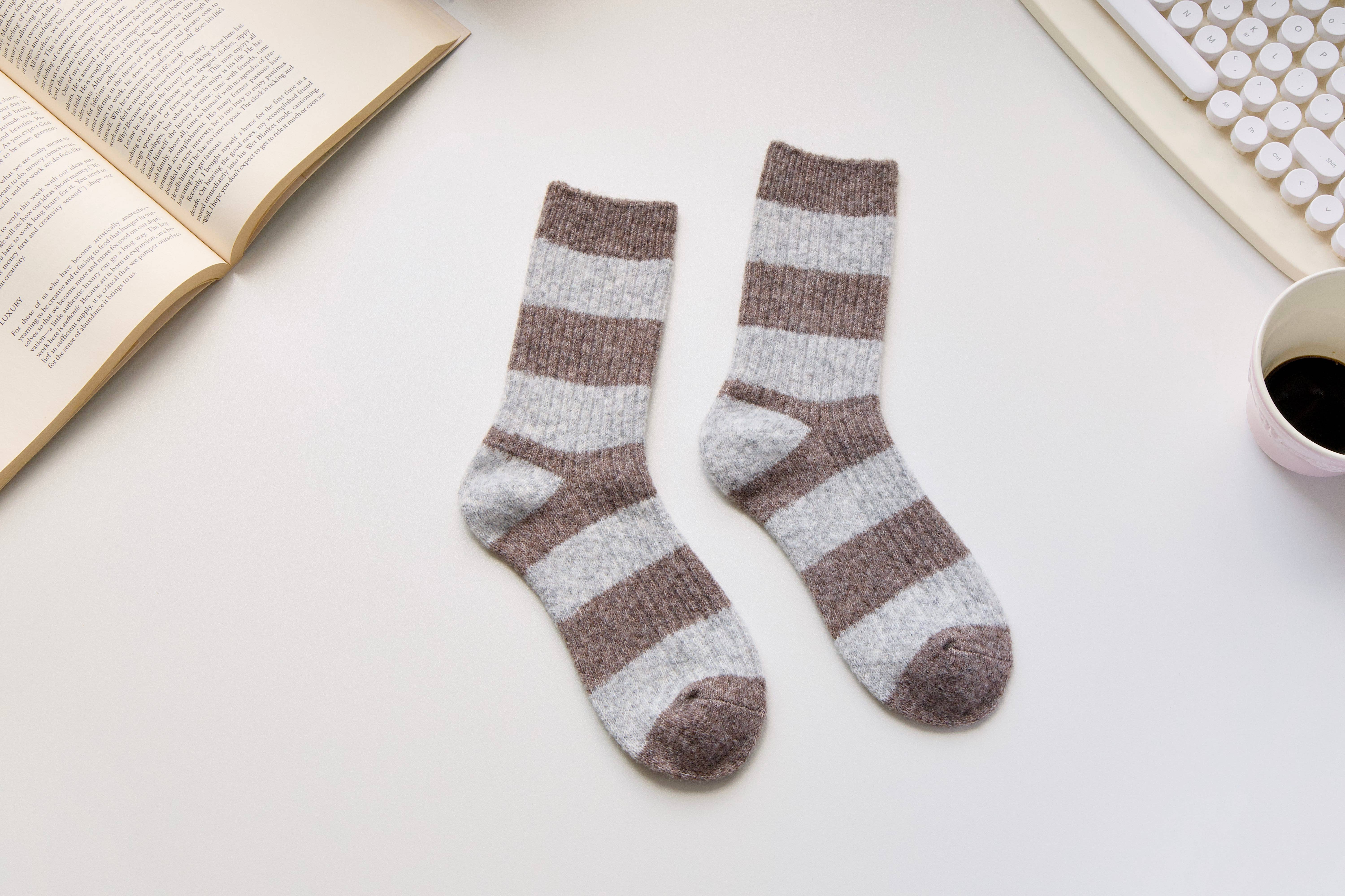 Happy Knits - Wholesale Socks - Women's - Warm Cashmere & Wool Blend Socks – Striped Winter Style1