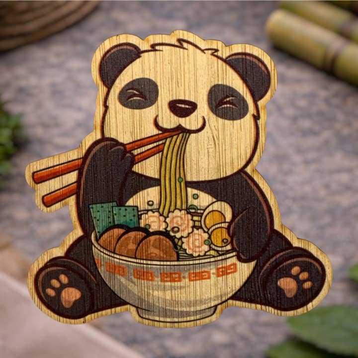 Ramen Panda por atacado de Bamboo Wood Stickers