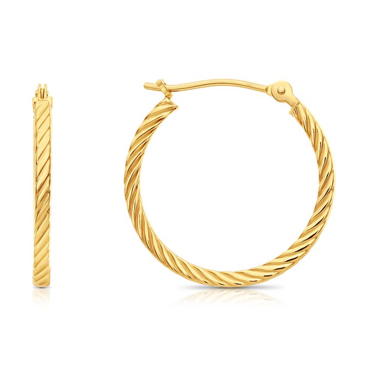 14k Yellow Gold Twisted Hoops Earrings for wholesale by NY Gold & Silver Trading Inc.