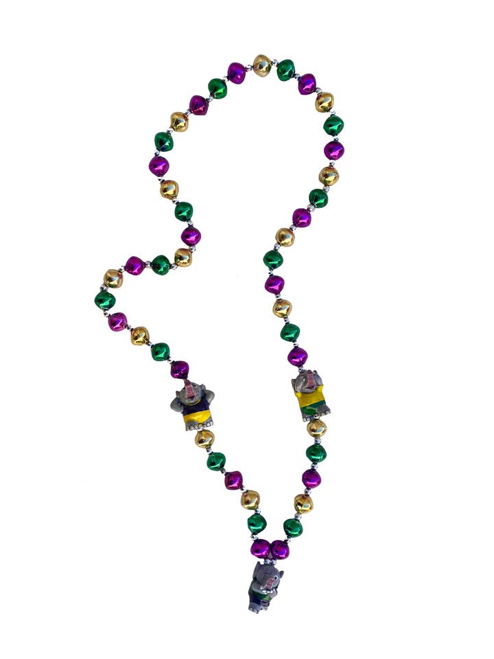 See No Hear No Evil Elephant Trio on Purple Green Gold Bead for wholesale by Mardi Gras Creations