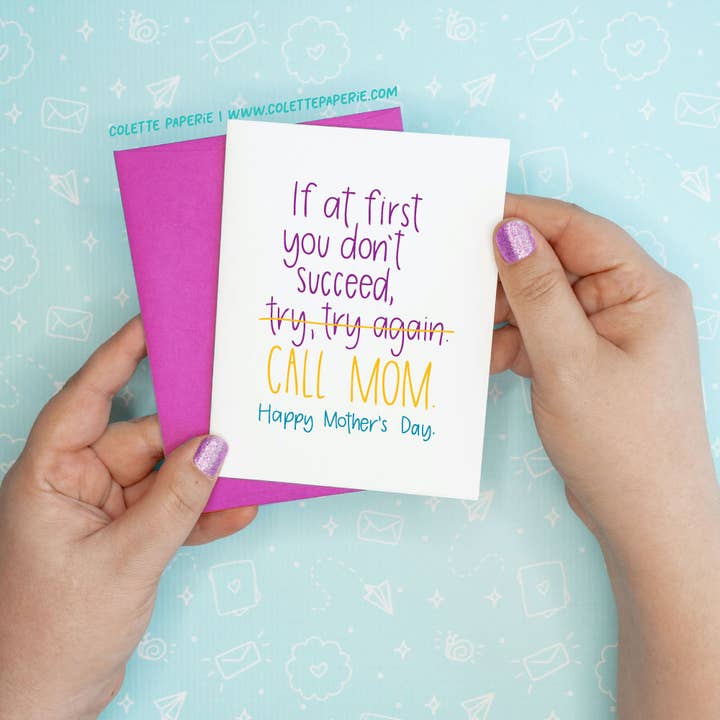 Carte de vœux recyclée Call Mom Funny pour la fête des mères pour la fête des mères pour la vente par Colette Paperie