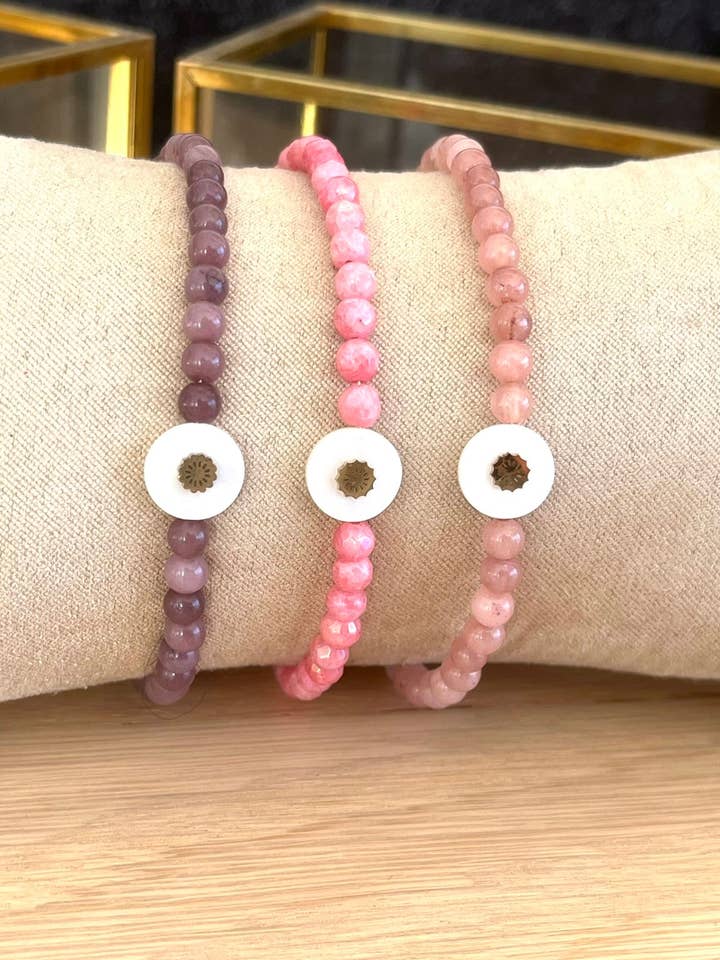 Pulseira CHARLES - pérolas de jade e madrepérola por atacado de Innaya