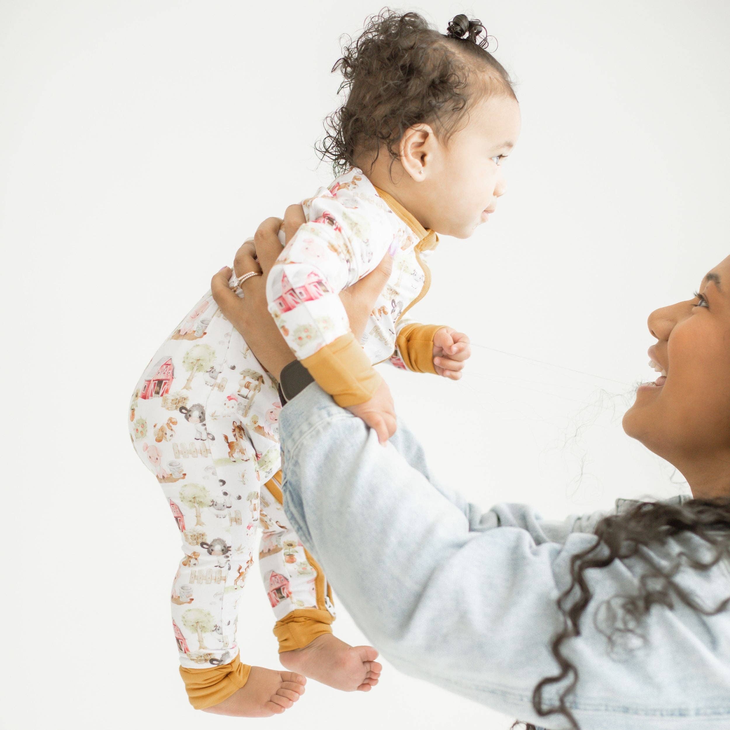 Honey Lemonade- Minky Baby Blankets and Gifts - Vente Grenouillère – bébé - Pyjama grenouillère en bambou pour bébé - Animaux de la ferme3