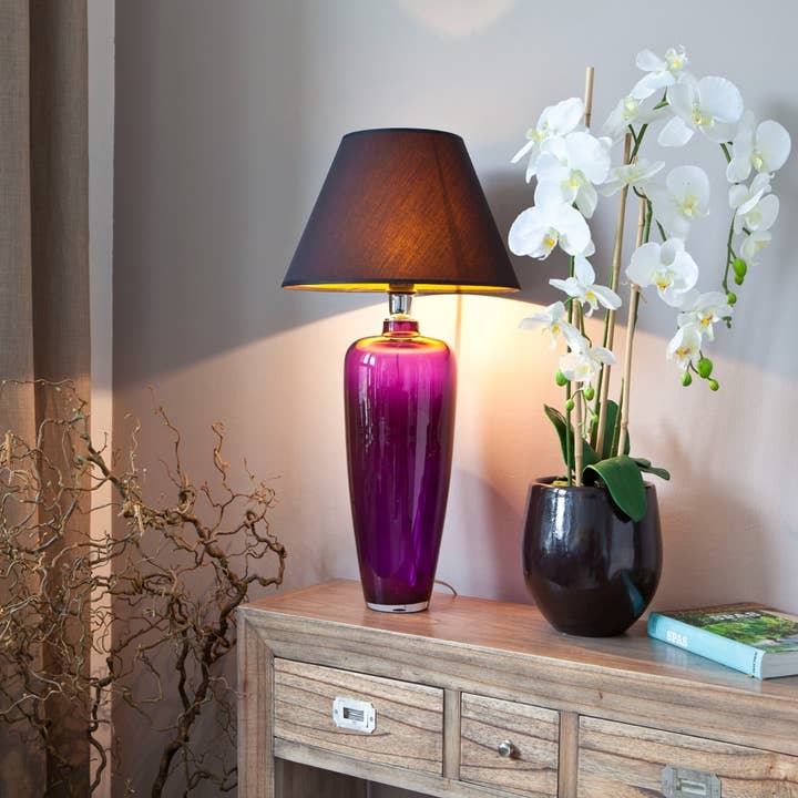 Signature Home Collection GmbH - Wholesale Accent/Desk Lamp - Slim purple glass table lamp with black lampshade2