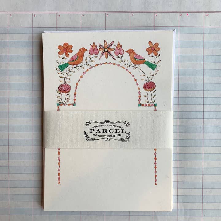 Parcel - Wholesale Stationery/Notecard Set - Folk Art Bird Frame