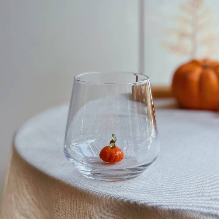 MINIZOOUSA - Wholesale Drinking Glass/Cup - Tiny Figurine Drinking Glass, Pumpkin