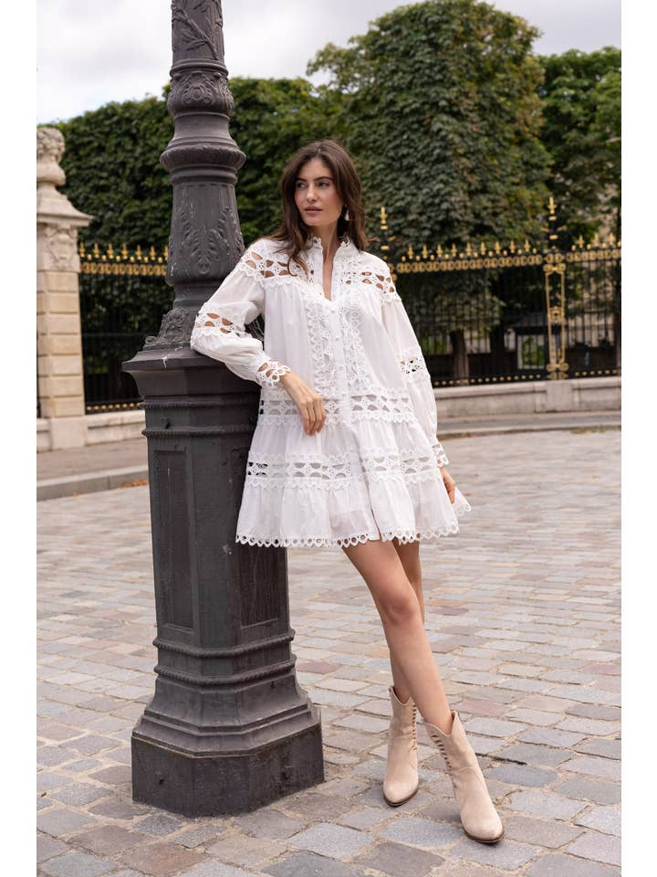 CHOKLATE PARIS (US No duties) - Venta al por mayor Conjuntos de top y falda - Mujer - Conjunto de camisa crop y falda de algodón calado Ellie - 81013 & 810158