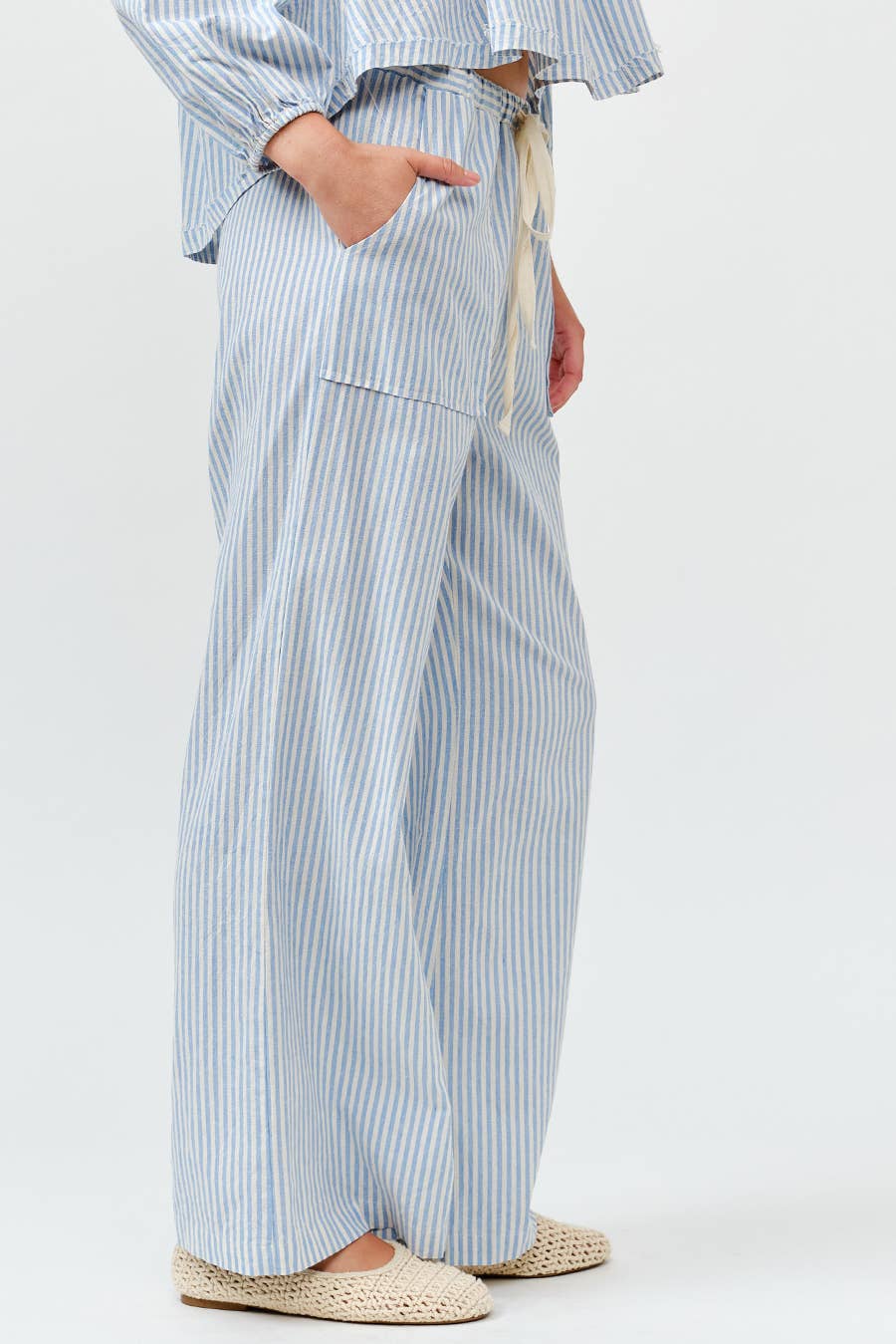 ILLA ILLA - Vente Pantalon – femme - Pantalon large en lin rayé3