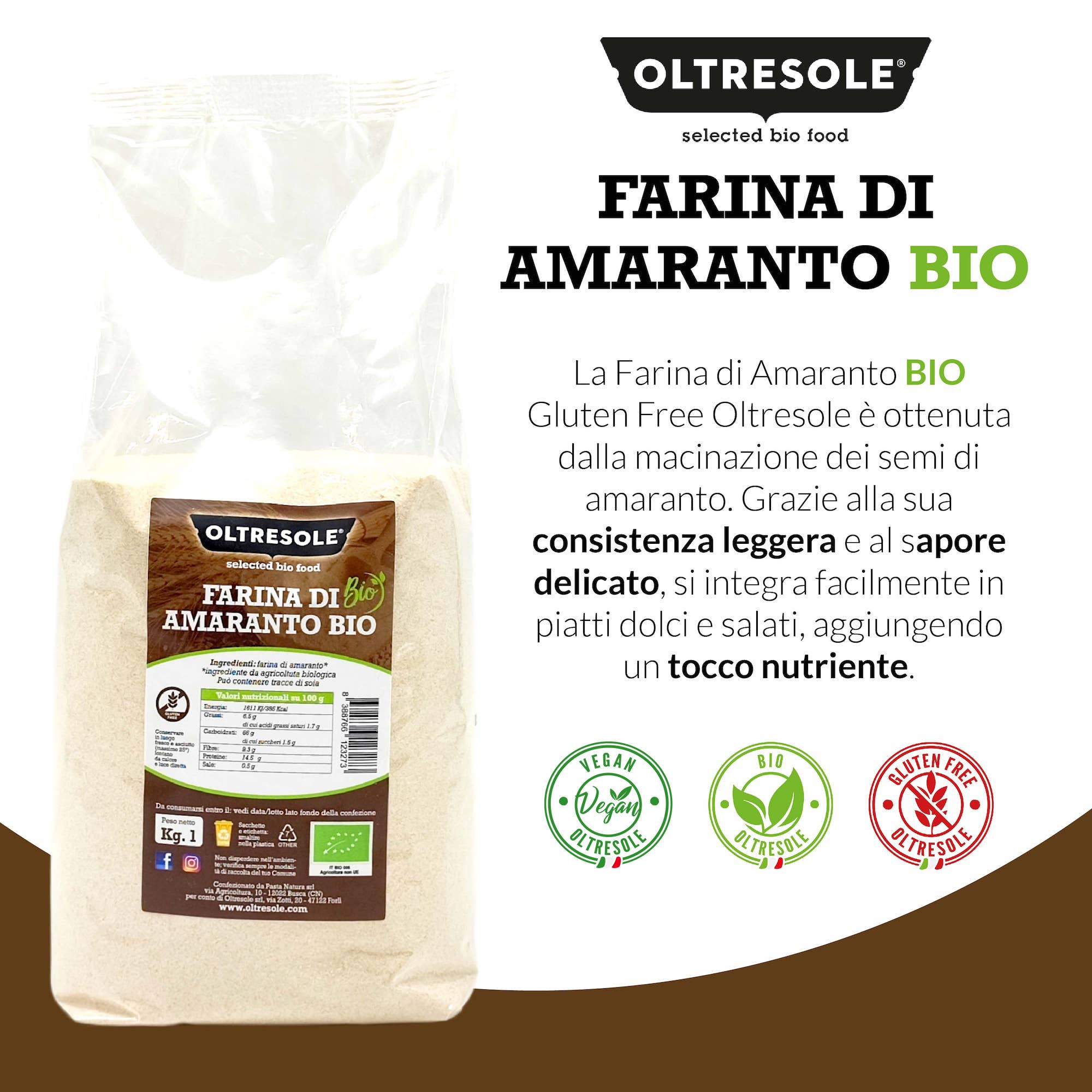 Oltresole - Wholesale Gluten-Free Flour - ORGANIC AMARANTH FLOUR 1 Kg3