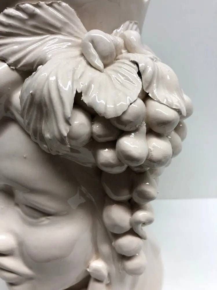 DD Ceramiche Siciliane - Wholesale Decorative Figurine - Moor's Heads Crown with Pointed Caltagirone Ceramic cm H.28 L.20 Handcrafted White2