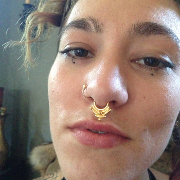 JAYA MOKSHA - Wholesale Nose Ring - Gold Plated Fake Septum Ring / Faux Septum Jewelry 6