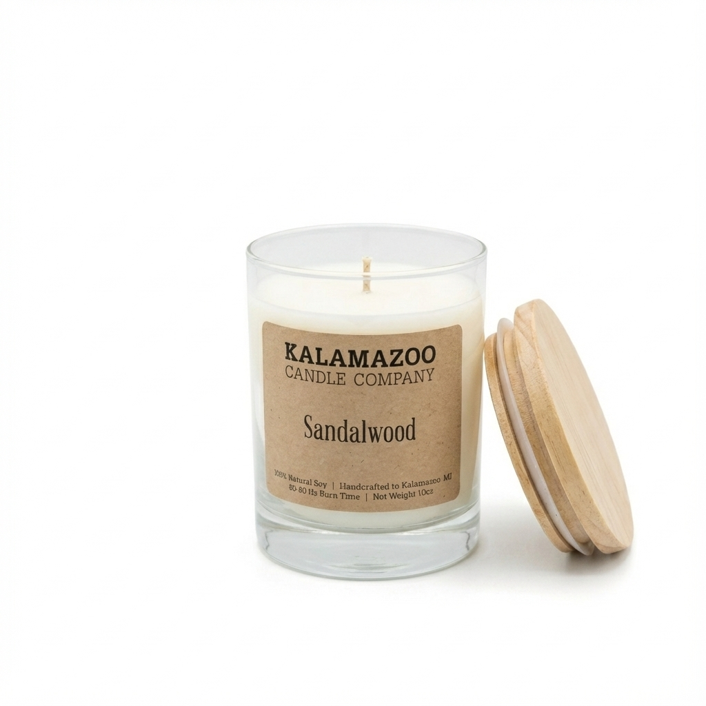 Kalamazoo Candle Company - Venta al por mayor Velas en tarros - Vela de Soja de Sándalo 10oz - Vertida a Mano en Michigan6