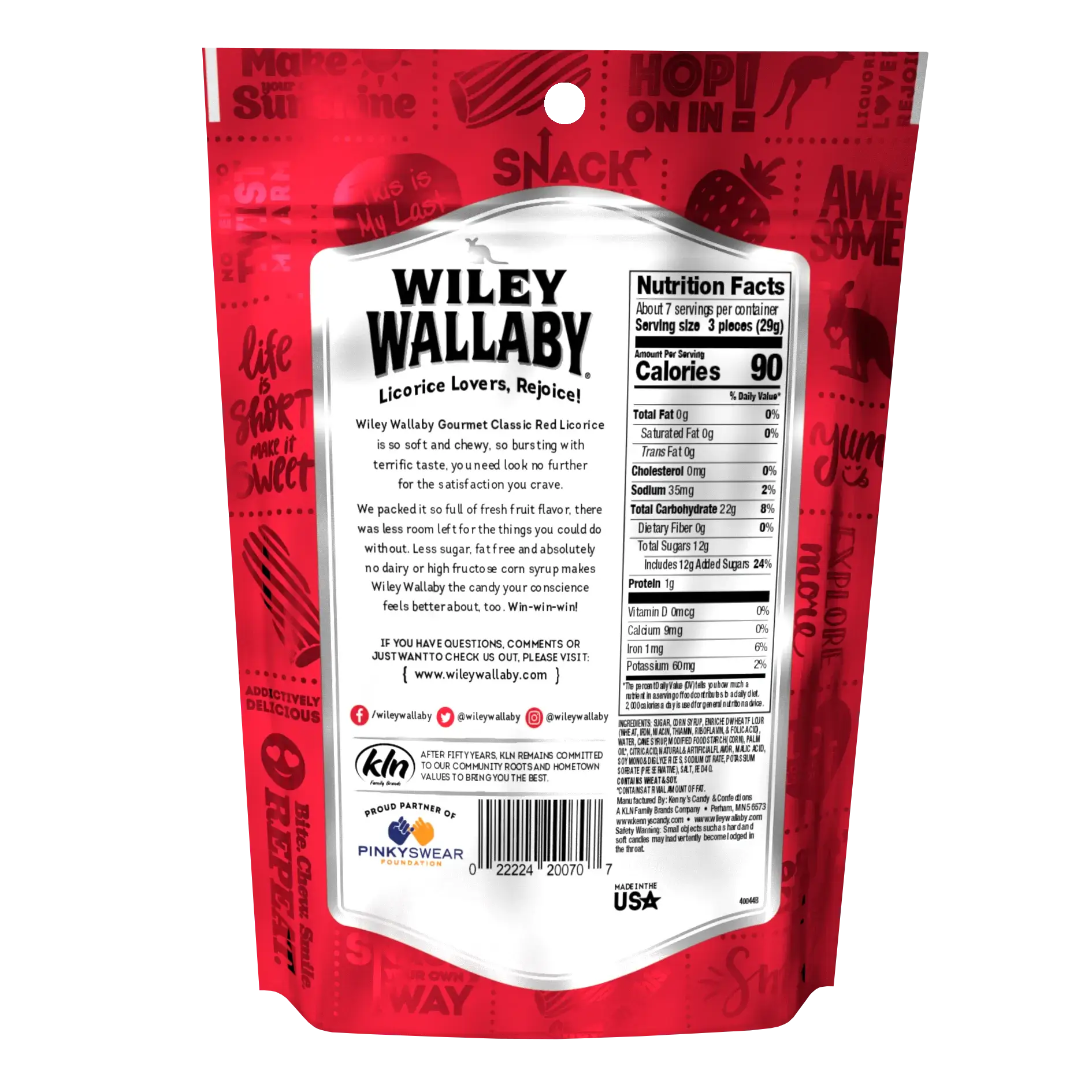BranVx Distributors – Engroshandel Lakrids – Wiley Wallaby Rød Lakrids, 200 g - Julegavepose1