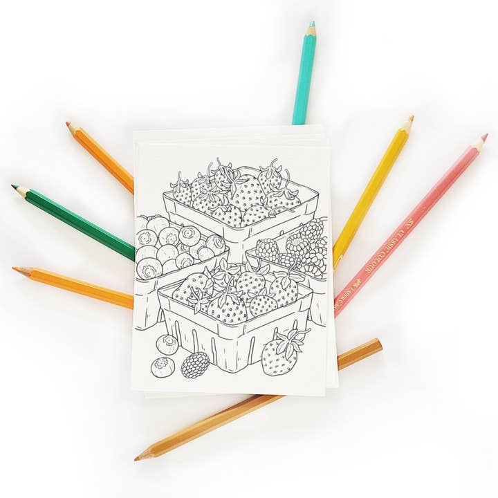 Ensemble de cartes postales à colorier du marché fermier pour la vente par Sketchy Notions