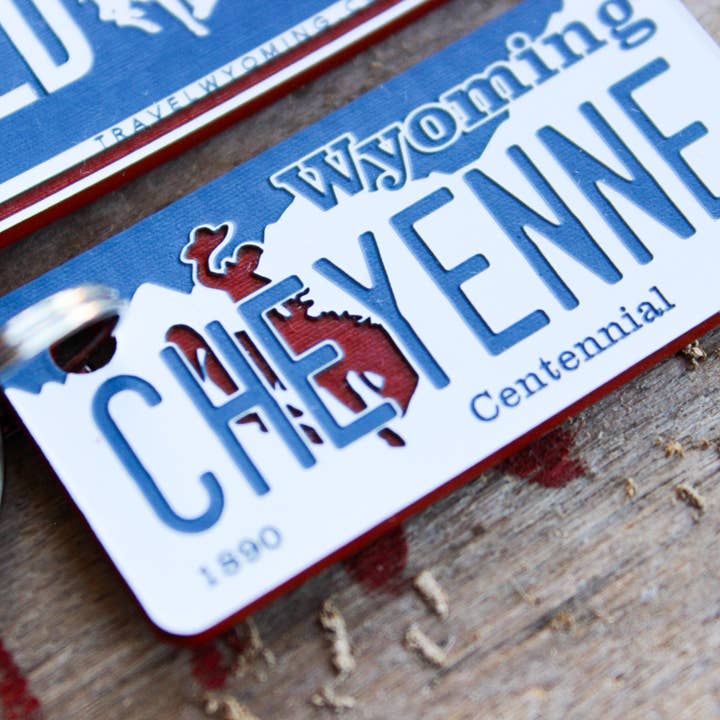 The Laundry Room Shop - Wholesale Keychain – Unisex - Customizable Engraved Plastic Keychain - Wyoming5