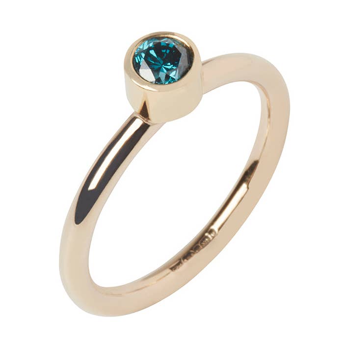 Blue Diamond and Gold Ring for wholesale by Kirsty Taylor Goldsmiths