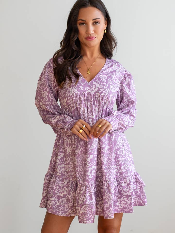 Panache Apparel Co. – wholesale Klänning - Dam – Lila blommig klänning