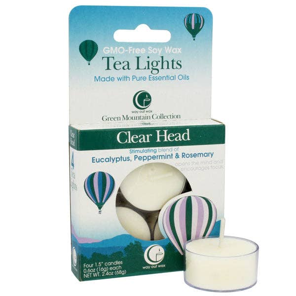 Clear Head - Tealight Candle 4-pack for wholesale by Way Out Wax