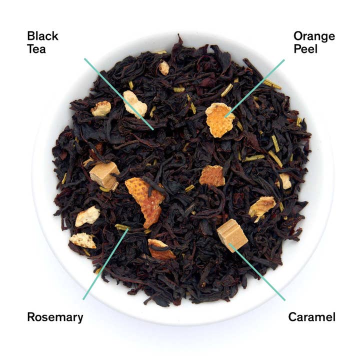 Gold Rush — Orange Rosemary Caramel Black Tea — 1lb Bulk bag for wholesale by August Uncommon Tea
