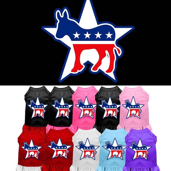 Pet Dog & Cat Dress Screen Printed, "Democrat" for wholesale by As You Wish Apparel