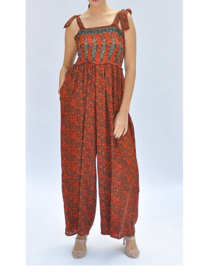 Finurlig Upcycled Sari Jumpsuit - Assorterede tryk for engroshandel hos Guru