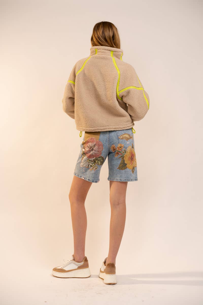 Blue B - Wholesale Sweatshirt - Women's - 91854T Half Zip High Neck Contrast Seam Fleece Pullover5