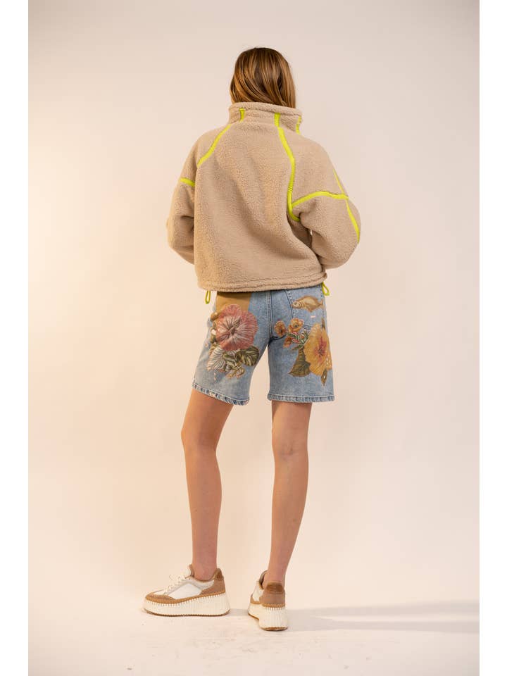 Blue B - Wholesale Sweatshirt - Women's - 91854T Half Zip High Neck Contrast Seam Fleece Pullover5