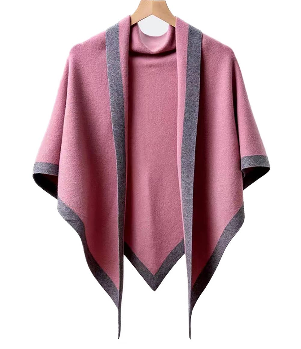 Fennco Styles - Wholesale Omslagdoek - Dames - Driehoekige omslagdoek van kasjmiermix met contrasterende randen5