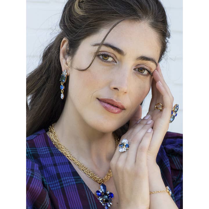 OTAZU - Wholesale Dangle Earrings - Blue Beetle Earrings Big - Gold, Handmade2