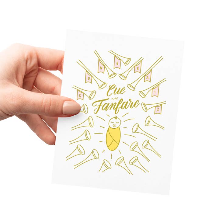 Friendly Fire Paper - Wholesale Baby Card - Fanfare Letterpress New Baby Card1