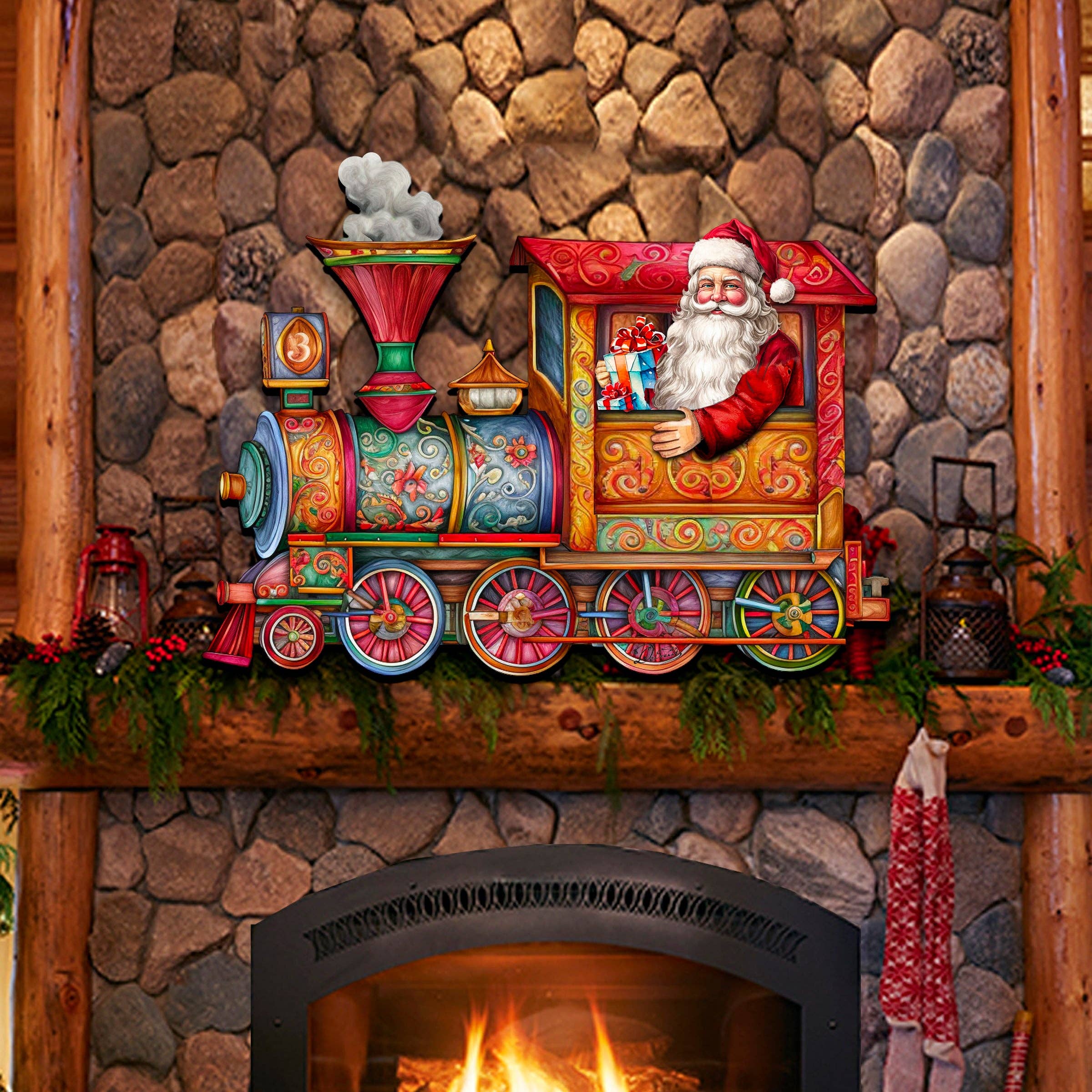 Designocracy - Wholesale Deurhanger - Santa's Train Holiday Door Decor Debrekht | Christmas Snowman4