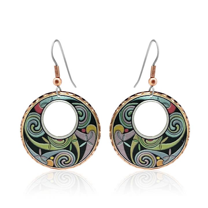 CE 06 Boucles d'oreilles irlandaises de style celtique en cuivre pour la vente par COPPER ARTS INC.