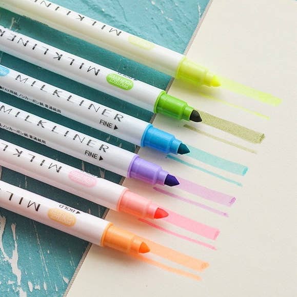 LULUFUNSTUDIO - Wholesale Marker - Mildliner Type Colourful Dual Pens 12set