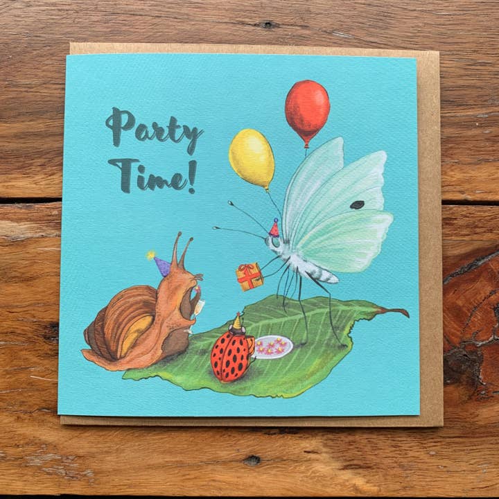 Anna Seed Art - Wholesale Birthday card - Occasion Card - Party Time! Cute bug illustration1